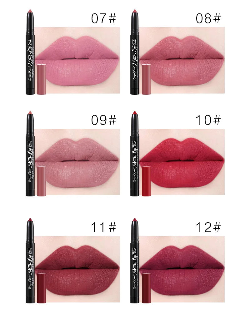 Matte Nude Lipstick Lip Liner 2 In 1 Long Wearing Waterproof Lip Ink Crayon Built-in Sharpener Professional Makeup For Women