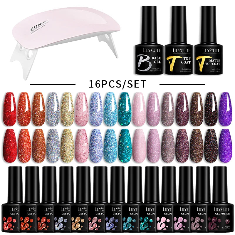 Manicure Set 32Colors Gel Nail Polish Set With UV LED Lamp Dryer Nail Art Vernis Semi Permanent UV Gel Set Nail Supplies Kit