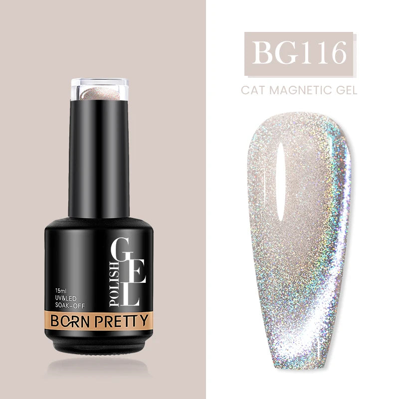 BORN PRETTY Cat Magnetic Gel Nail Polish 15ml Reflective Glitter Soak Off UV LED Gel Semi Permanent Nail Art Varnish Manicure