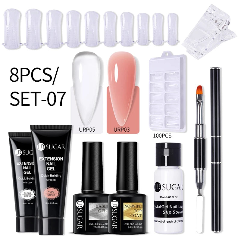 UR SUGAR 15ml Extension Gel Set Kits Semi Permanent Acrylic Hard Gel White Clear Nude Gel Nail Polish Nail Art Construction Gel