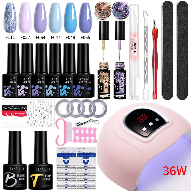 Manicure Set 32Colors Gel Nail Polish Set With UV LED Lamp Dryer Nail Art Vernis Semi Permanent UV Gel Set Nail Supplies Kit