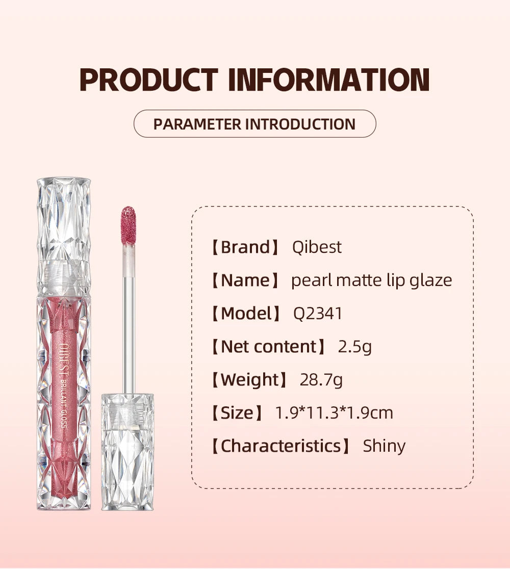 QIBEST 10 Colors Matte Shiny Glitter Liquid Lipstick Shiny Lip Gloss Diamond Waterproof Long Lasting Lipgloss Women Lips Makeup