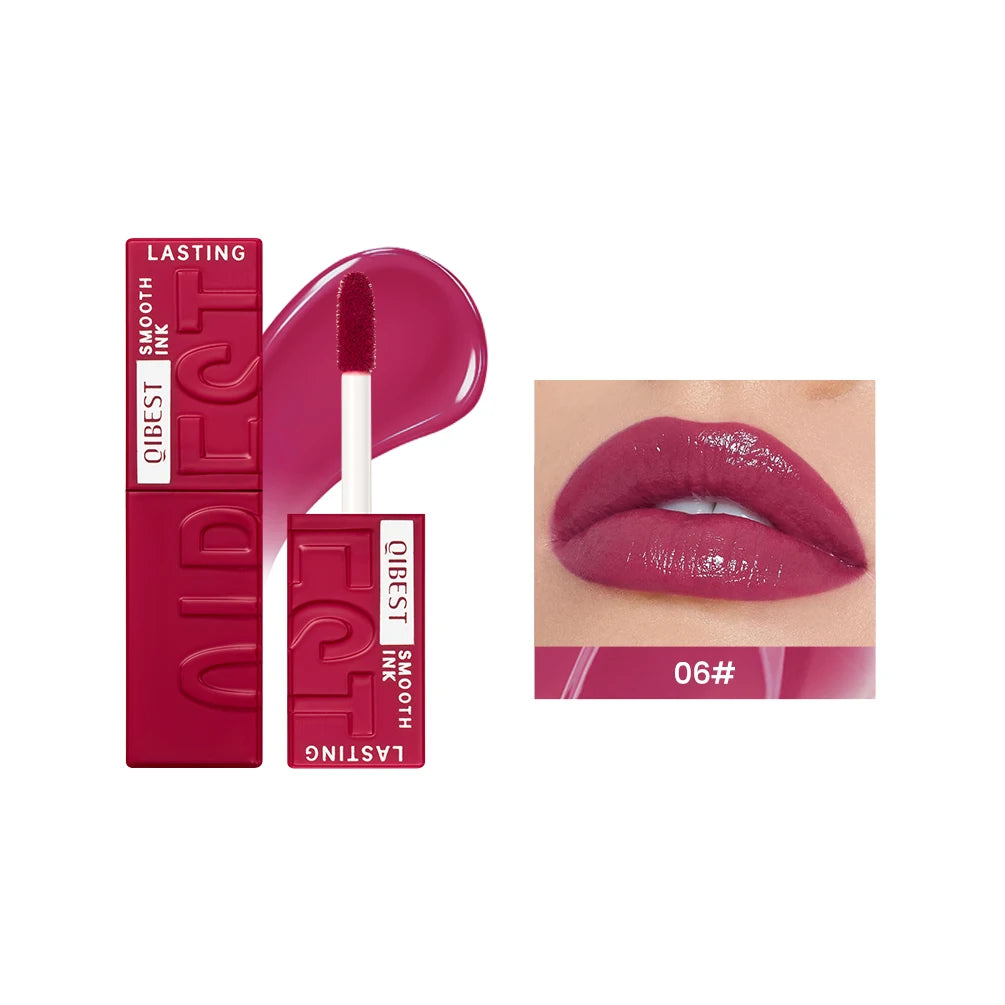 QIBEST Water Gloss Lip Glaze Moisturizing Long Lasting Sexy Red Liquid Lipstick Mirror Glossy Lip Gloss Tint Cosmetics For Women