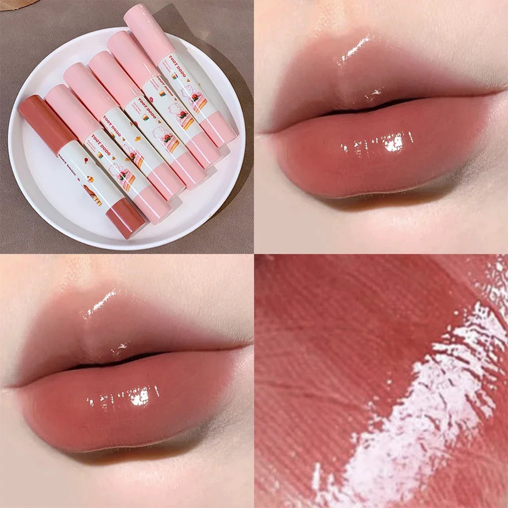 Waterproof Crayon Mirror Water Lipstick Pen 6 Colors Long Lasting Moisturizing Non-stick Cup Lipliner Pen Lips Makeup Cosmetics