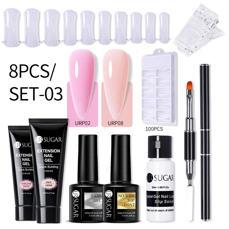 UR SUGAR 15ml Extension Gel Set Kits Semi Permanent Acrylic Hard Gel White Clear Nude Gel Nail Polish Nail Art Construction Gel