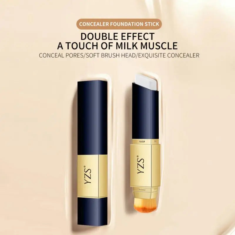 2 In 1 Facial Concealing Stick Concealer Foundation Stick Double-headed Concealer Stick Brightening Contour Cosmetic With Brush