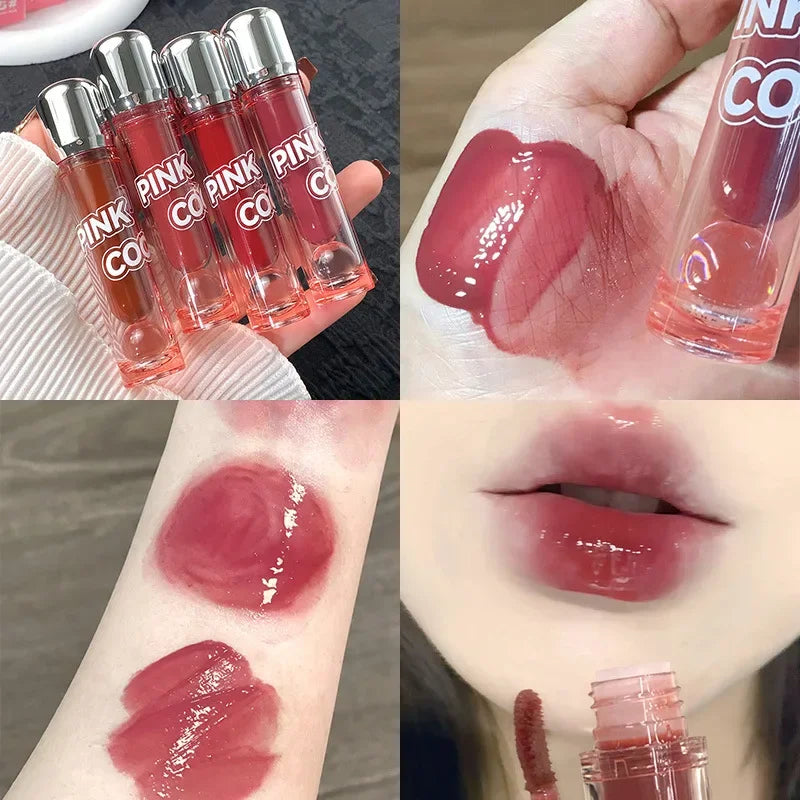 Mirror Glass Lip Tint Punk Dark Red Lip Inks Juice Lip Glaze Water Light Clear Lipstick Non Stick Cup Liquid Liptint Makeup