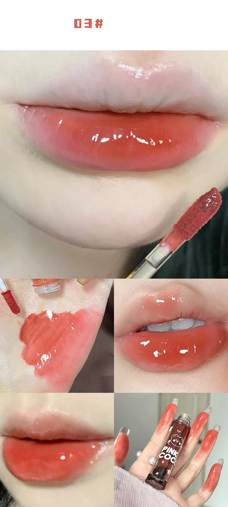 Mirror Glass Lip Tint Punk Dark Red Lip Inks Juice Lip Glaze Water Light Clear Lipstick Non Stick Cup Liquid Liptint Makeup