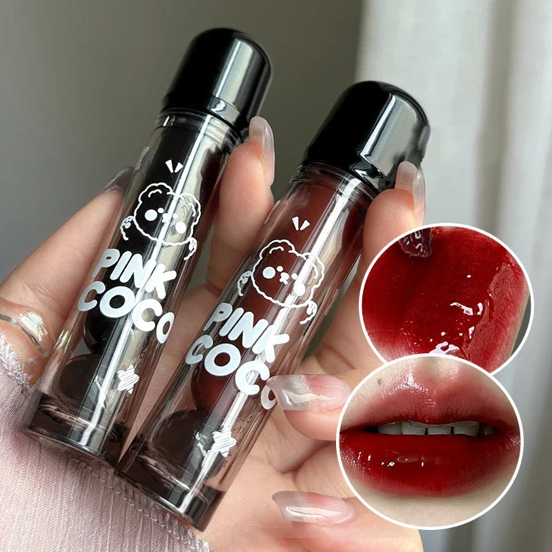 Mirror Glass Lip Tint Punk Dark Red Lip Inks Juice Lip Glaze Water Light Clear Lipstick Non Stick Cup Liquid Liptint Makeup