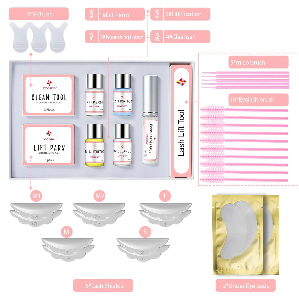 ICONSIGN Upgrade Version Lash Lift Kit Lifting Eyelashes Lasting 6-8 Weeks Lash Perm Eyelash Enhancer Makeup Tools