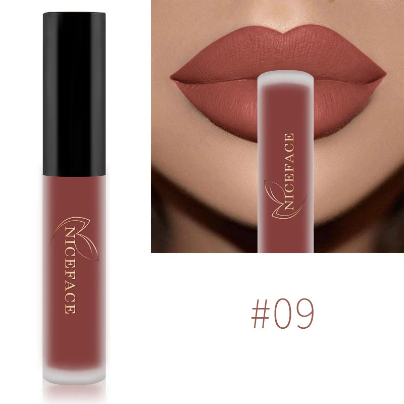 NICEFACE Lip Gloss 25 Color Waterproof Matte Lip Gloss Liquid Lipstick Waterproof Lasting Cosmetic Lip Gloss Makeup Cosmetics