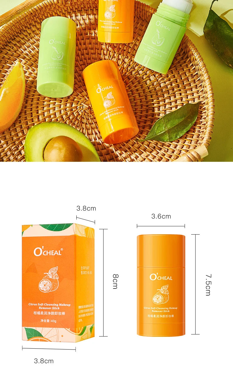 Ocheal Portable Avocado Makeup Remover Stick Deep Cleansing Balm Gel Cream Stick Remover Lip makeup Cosmetics Moisturizing skin