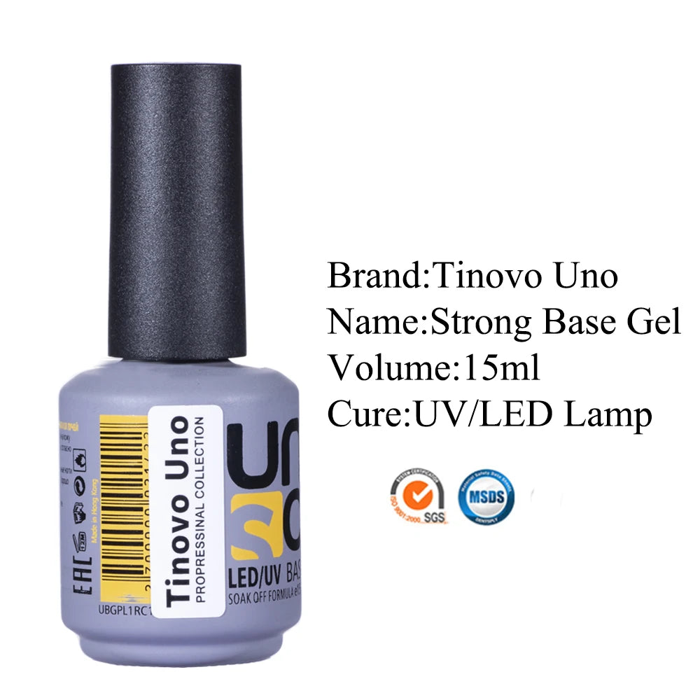 Tinovo Uno Latest Rubber Base Gel Nail Polish UV Semi Permanent Thick Strong Base Coat Top Coat for Manicure Nails Art Salon