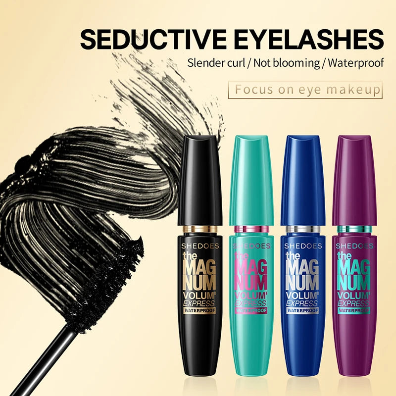 4D Black Mascara Thickening Lengthening Curling Up Waterproof Long Lasting Makeup Effect Liquid Fiber Multicolor Mascara