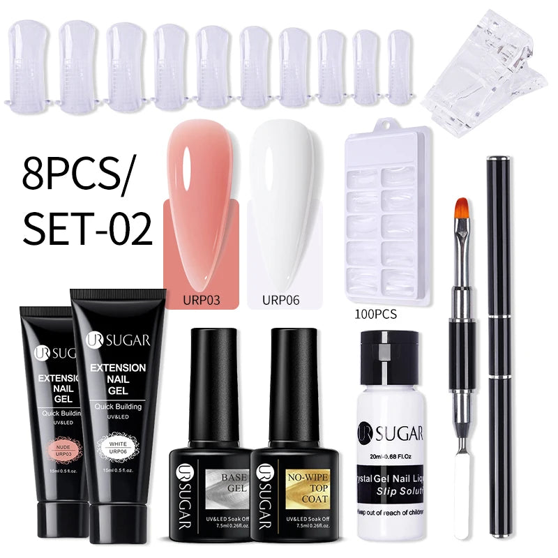 UR SUGAR 15ml Extension Gel Set Kits Semi Permanent Acrylic Hard Gel White Clear Nude Gel Nail Polish Nail Art Construction Gel