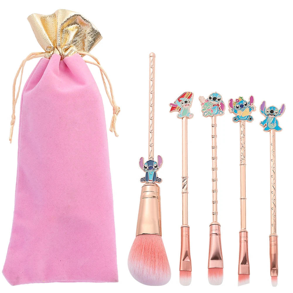 5 Pcs/set Disney Anime Lilo & Stitch Makeup Brushes Set Gift Cartoon Powder Eye Shadow Eyebrow Lip Makeup Brush Cosplay Tool