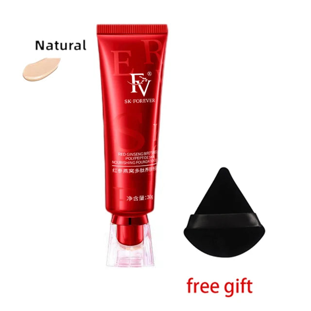 FV Foundation Precious Luxury Herbal Extracts Concealer Oil-control Waterprof Makeup Base Cream Free Gift triangular powder puff