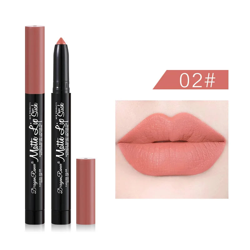 Matte Nude Lipstick Lip Liner 2 In 1 Long Wearing Waterproof Lip Ink Crayon Built-in Sharpener Professional Makeup For Women