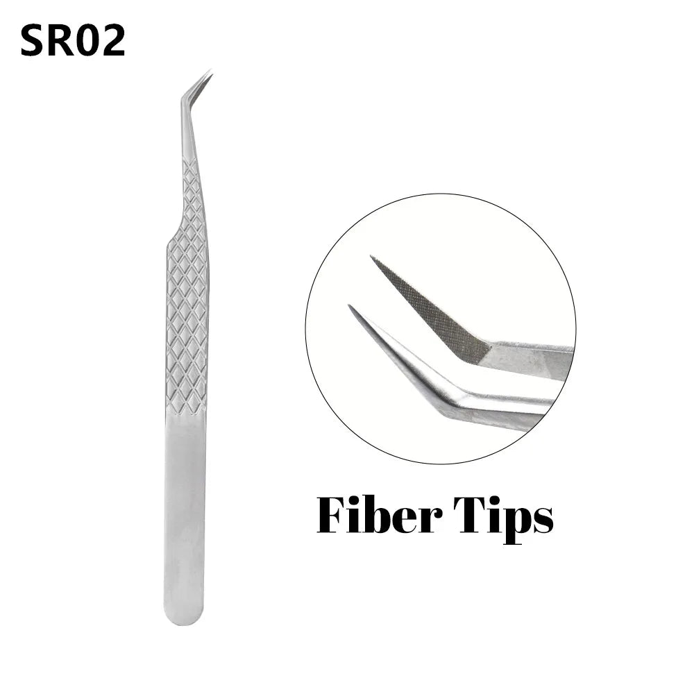 New Eyelash Extension Fiber Tip Tweezers Purple Gradient Stainless Steel Professional High Precision Tweezer for Volume Fans