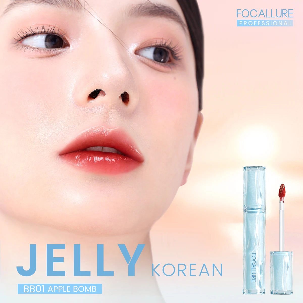 FOCALLURE Jelly Watery Lip Gloss High Pigment Long Wear Liquid Lipstick Lightweight Non-sticky Moisturizing Lip Tint Cosmetics