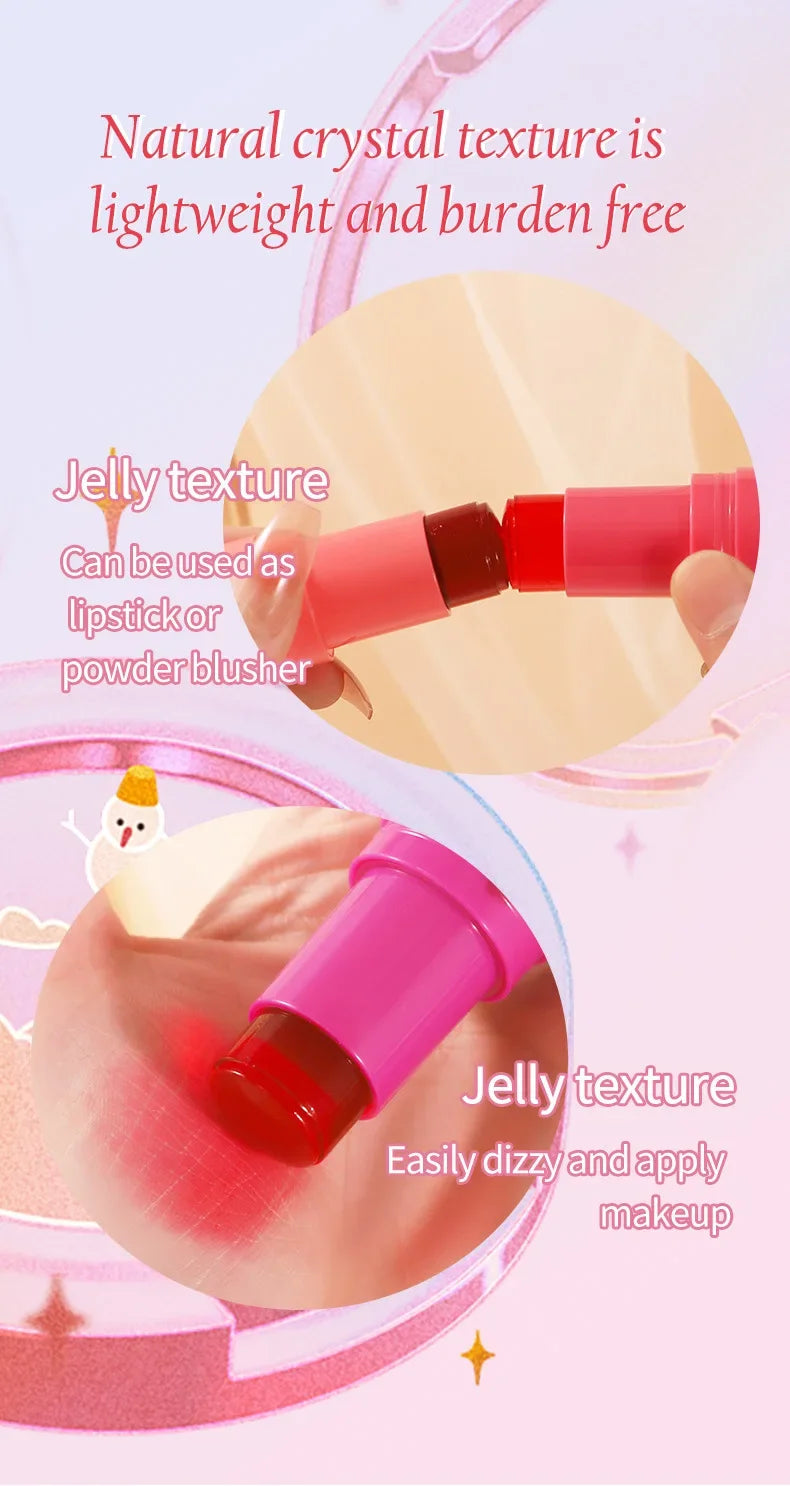 4pcs Set Jelly Cheek Blush Tint 3-in-1 Transparent Moisturized Blusher Facial Contour Rouge Lip Stick Long Lasting Rouge Makeup