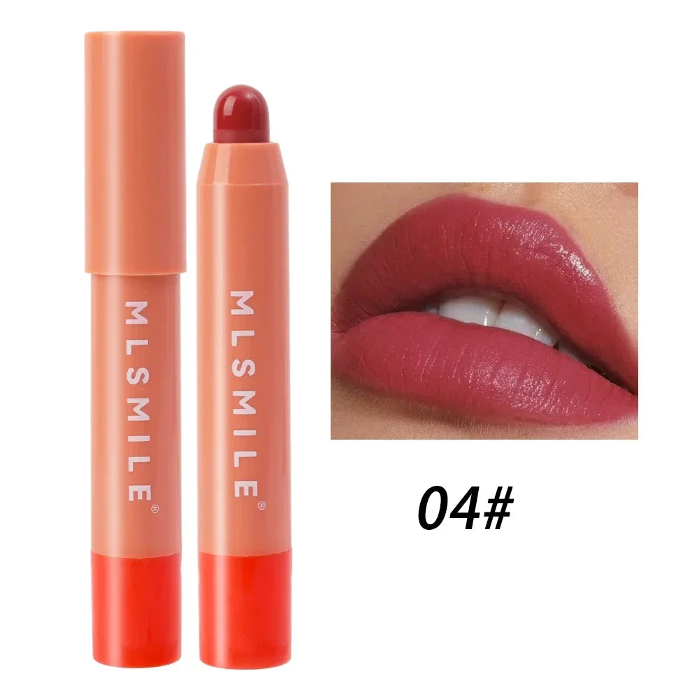 Matte Moisturizing Crayon Lipstick Makeup Pink Red Long Lasting Color Rendering Waterpoof Non-Stick Cup Lip Tint Woman Cosmetics