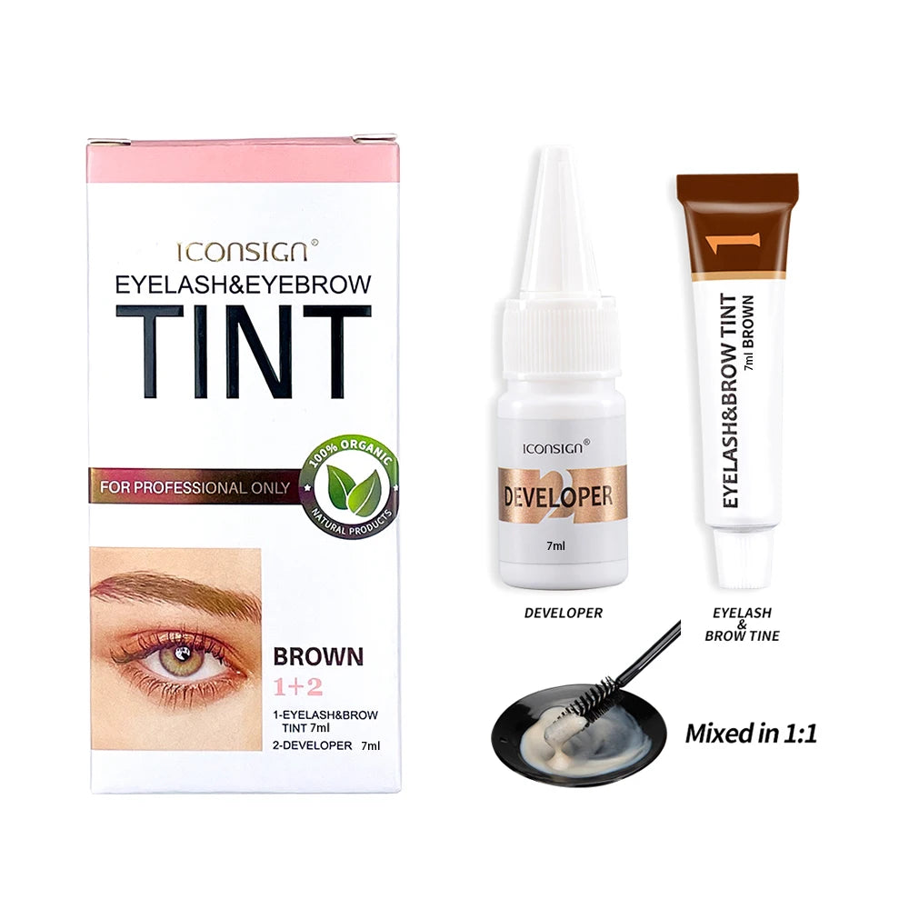 ICONSIGN Eyelashes and Eyebrow Tint Dye Professional Eyebrow Dye Waterproof Long-lasting Eyebrow Brow Kit Semi Permanent Eyebrow