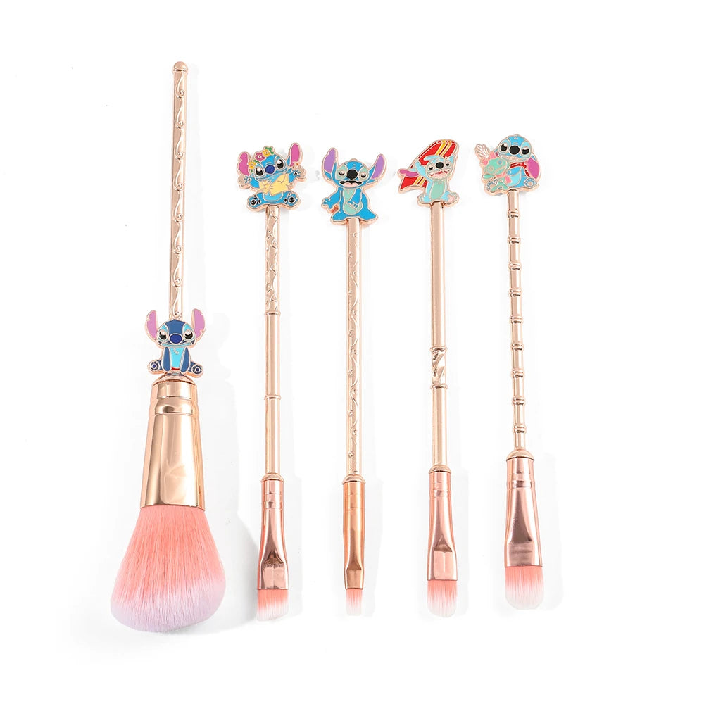 5 Pcs/set Disney Anime Lilo & Stitch Makeup Brushes Set Gift Cartoon Powder Eye Shadow Eyebrow Lip Makeup Brush Cosplay Tool