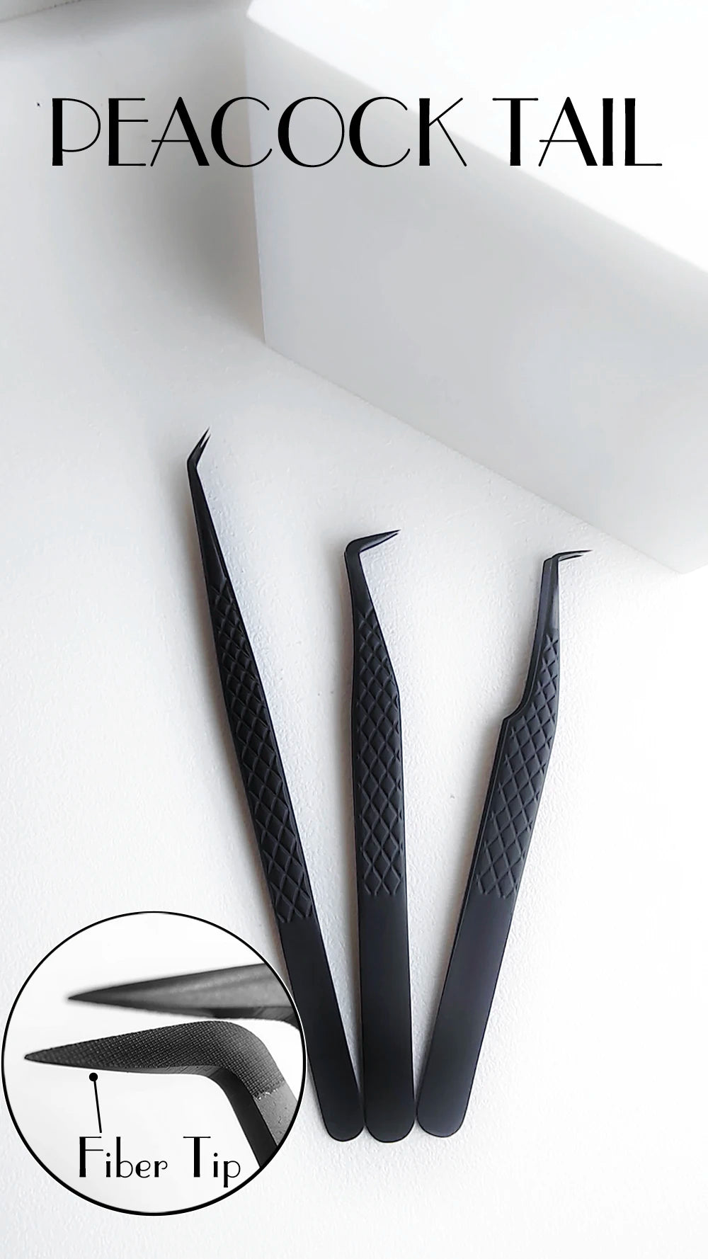 Fiber Tip False Lash Tweezers For Eyelash Extensions Black tweezer perfect close tip of tweezer for eyelashes