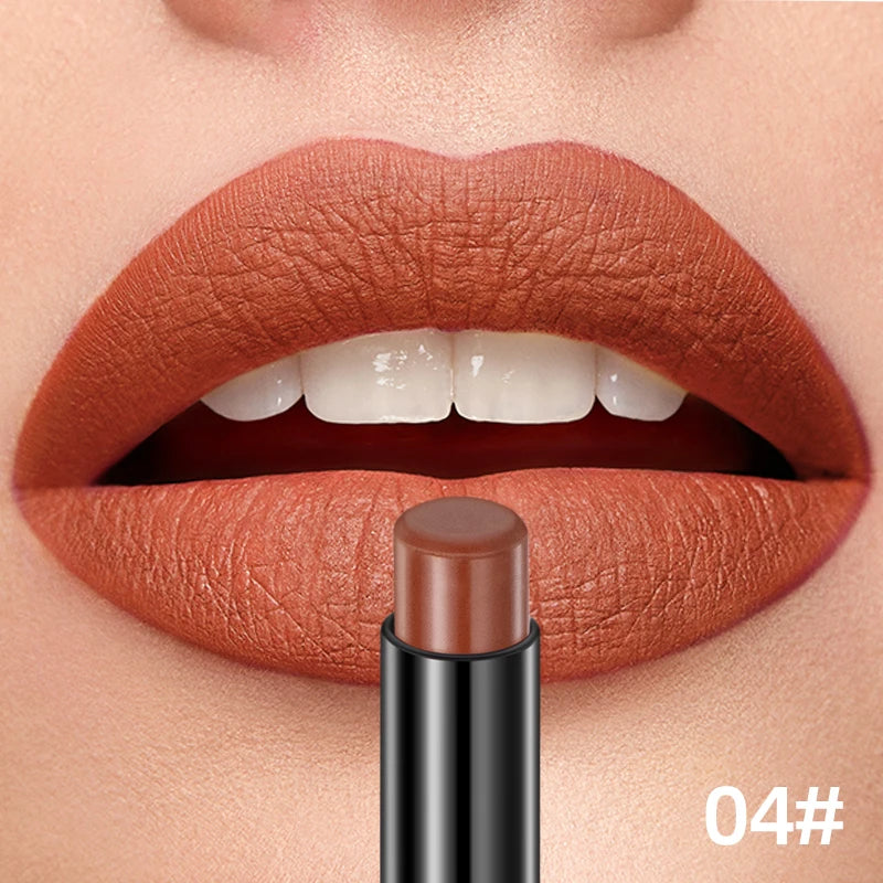 QIBEST 12 Colors Velvet Matte Lipstick Pen Cosmetics Lasting Nude Crayon Lipstick Moisturising Red Brown Lip Liner Pencil Makeup