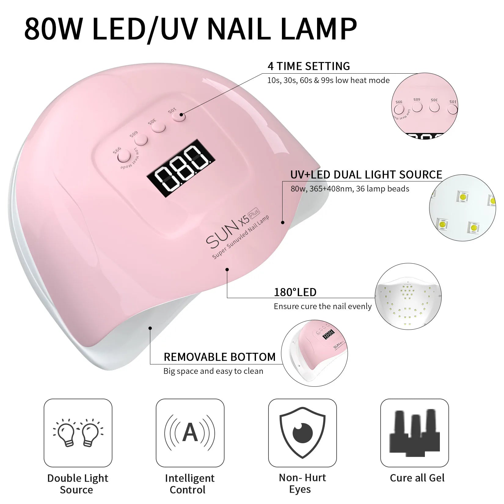 Nail Art Starter Set 30pcs Gel Nail Polish with 80W UV LED Drying Lamp Nail Polish Set Complete Full UV Gel Varnish Manicure Kit