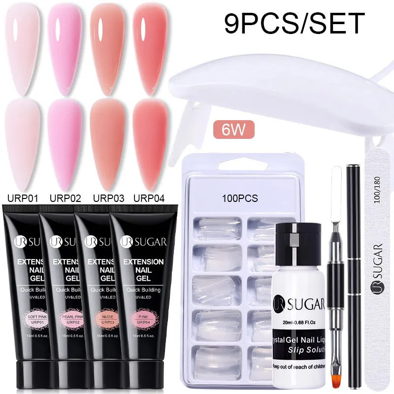 UR SUGAR 15ml Extension Gel Set Kits Semi Permanent Acrylic Hard Gel White Clear Nude Gel Nail Polish Nail Art Construction Gel