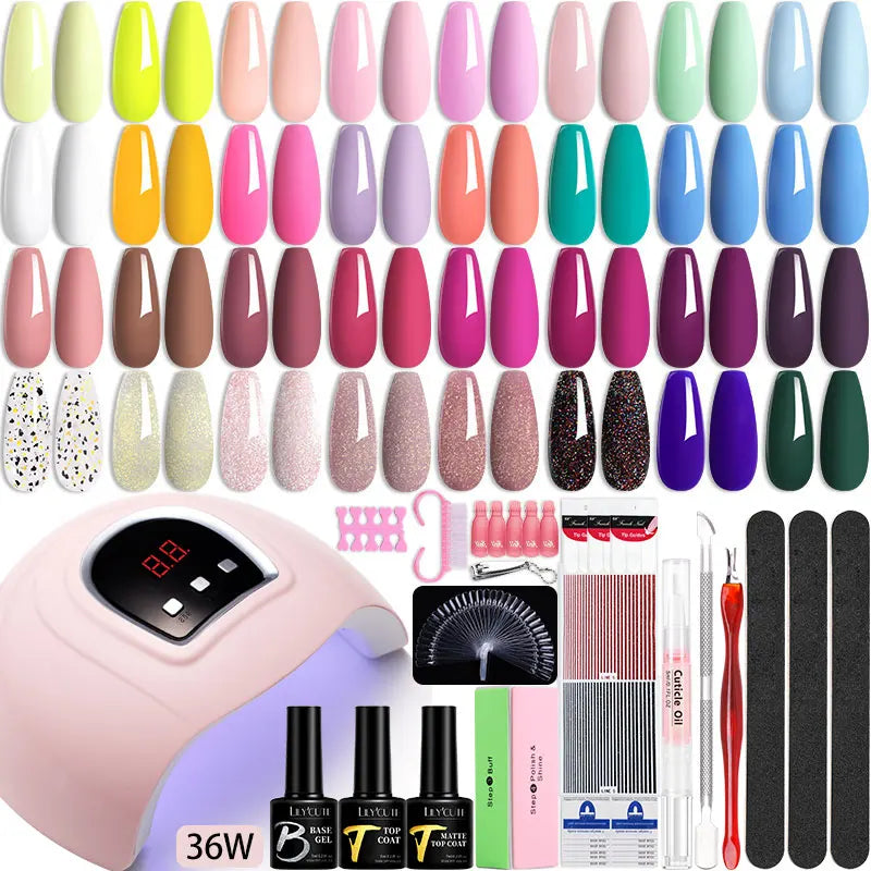 Manicure Set 32Colors Gel Nail Polish Set With UV LED Lamp Dryer Nail Art Vernis Semi Permanent UV Gel Set Nail Supplies Kit