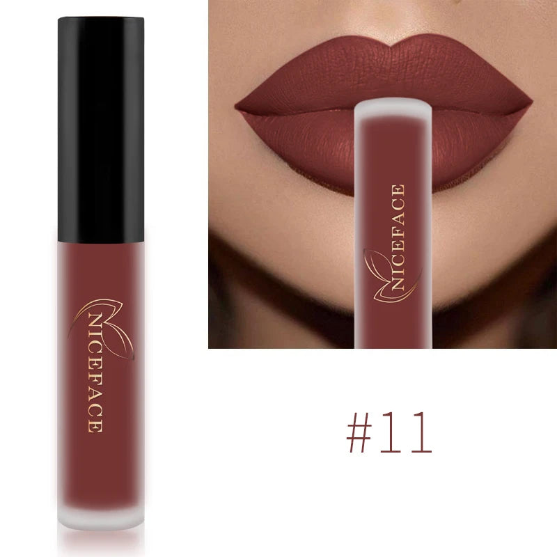 NICEFACE Lip Gloss 25 Color Waterproof Matte Lip Gloss Liquid Lipstick Waterproof Lasting Cosmetic Lip Gloss Makeup Cosmetics