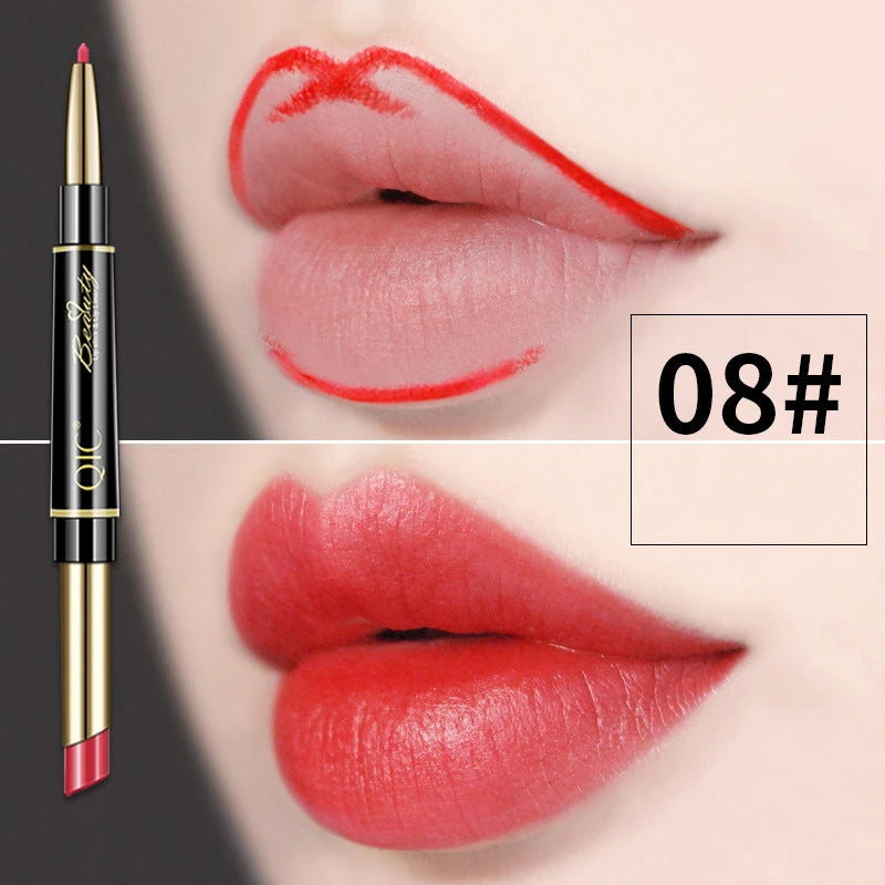 2 IN 1 Lip Liner Waterproof Matte Lipstick Pencil Sexy Red Long Lasting Lipliner Makeup Cosmetics