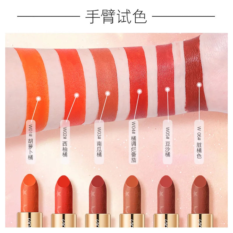 Orange Lipstick Velvet Matte Lipsticks Waterproof Long Lasting Lip Stick Velvet Lip Tint Women Cosmetic Sexy Lip Glaze Makeup