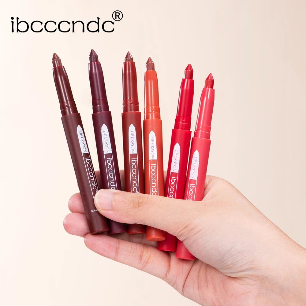 6color/Set Matte Lip  Crayon Moisturizing Lip Liner Built-In Sharpener Lipliner Pencil 2 In 1 Lip Liner And Lipstick Pen