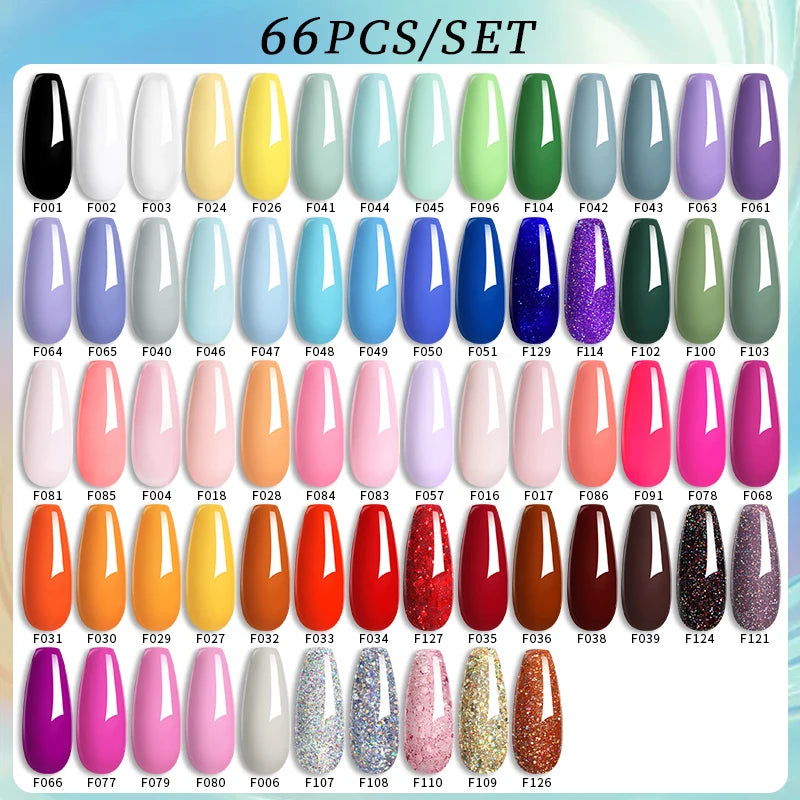 LILYCUTE 60/66/129PCS/Set Gel Nail Polish Set Glitter Colors Nail Kit Esmaltes Semi Permanent UV Gel Nail Art DIY Manicure Sets