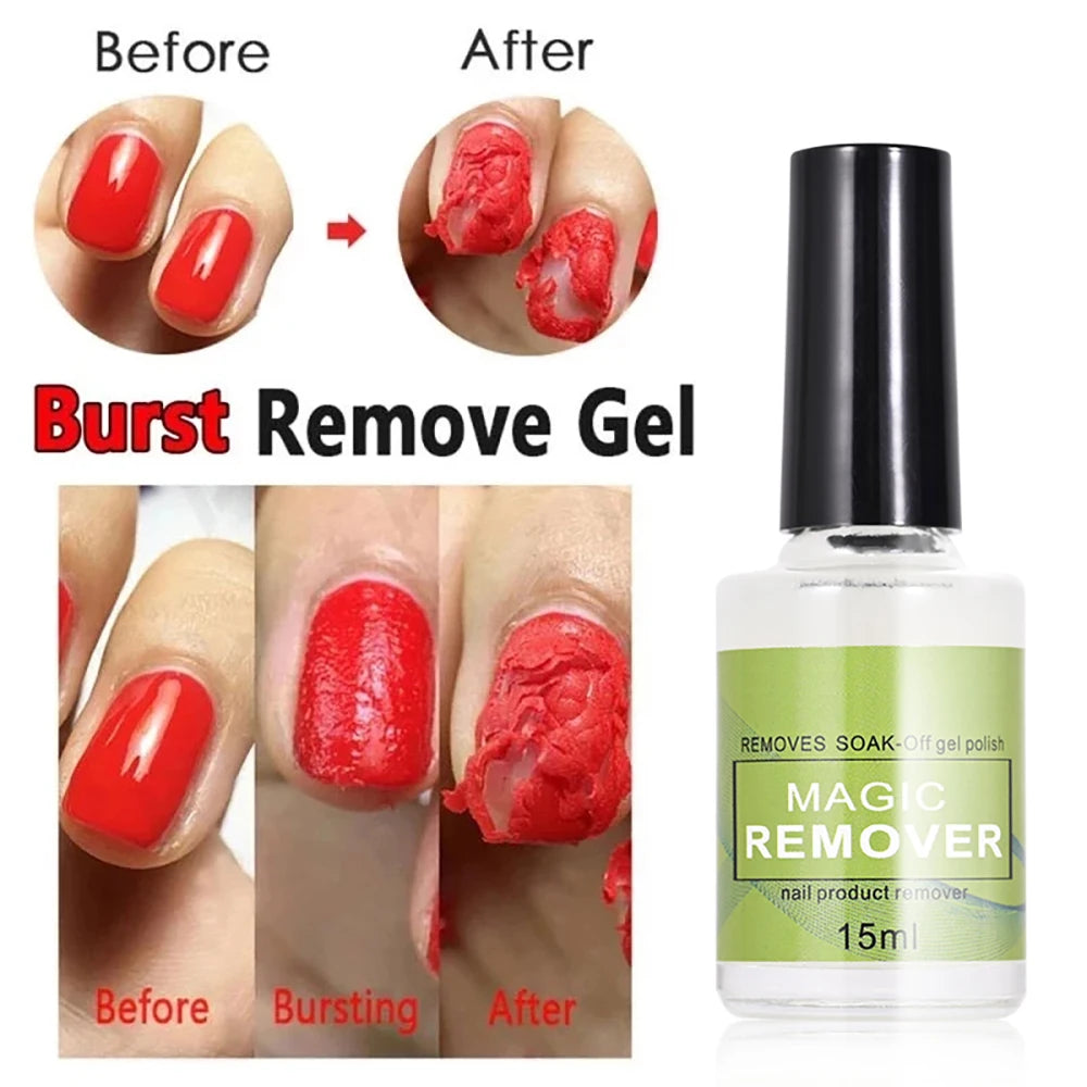 Professional Nail Polish Remover Burst Nail Gel (Don't Hurt Nails) 3 mins Quickly Removes Soak-Off Gel Polish UV Nail Lacquer