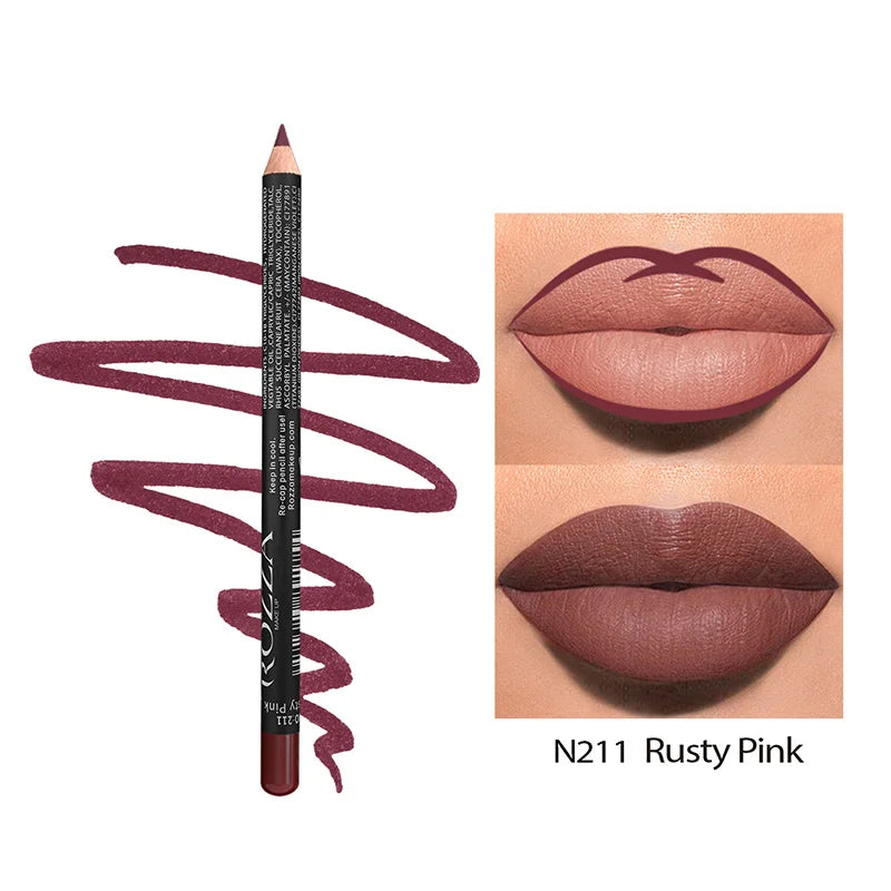 Nude Matte Lipstick Pencil multifunctional14 Color Long-lasting Waterproof Lip Pencil High Pigmented Lip Liner Lip Makeup Tool