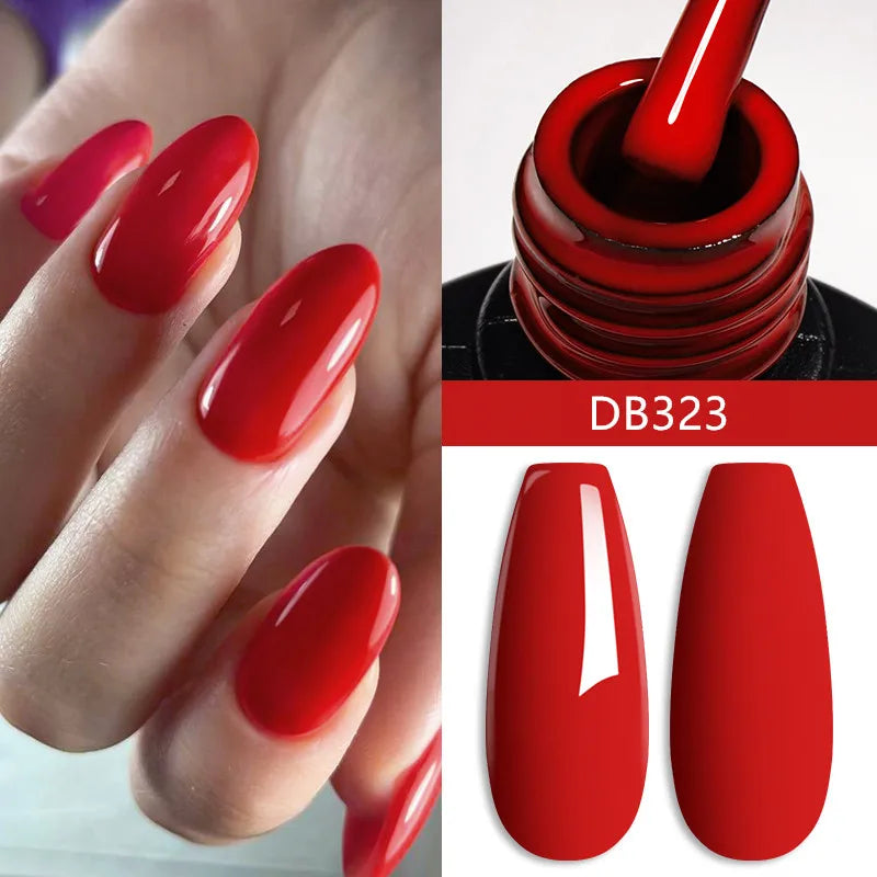 6Pcs Red Series Gel Nail Polish Set Winter Colors Semi Permanent Varnish Soak Off UV LED Gel Nail Art Manicure Base Top Coat Kit