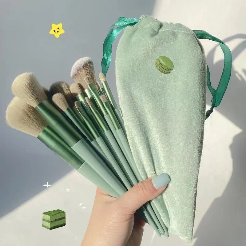 13/8PCS Makeup Brushes Pro Green Brush Set Powder Eyeshadow Blending Eyeliner Eyelash Eyebrow Make Up Beauty Cosmestic Brushes