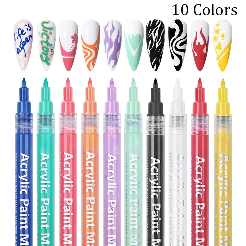 1Set Nail Art Drawing Pen Graffiti Nail Acrylic Pen Waterproof Painting Liner DIY 3D Abstract Line Nail Art Beauty Tool Manicure