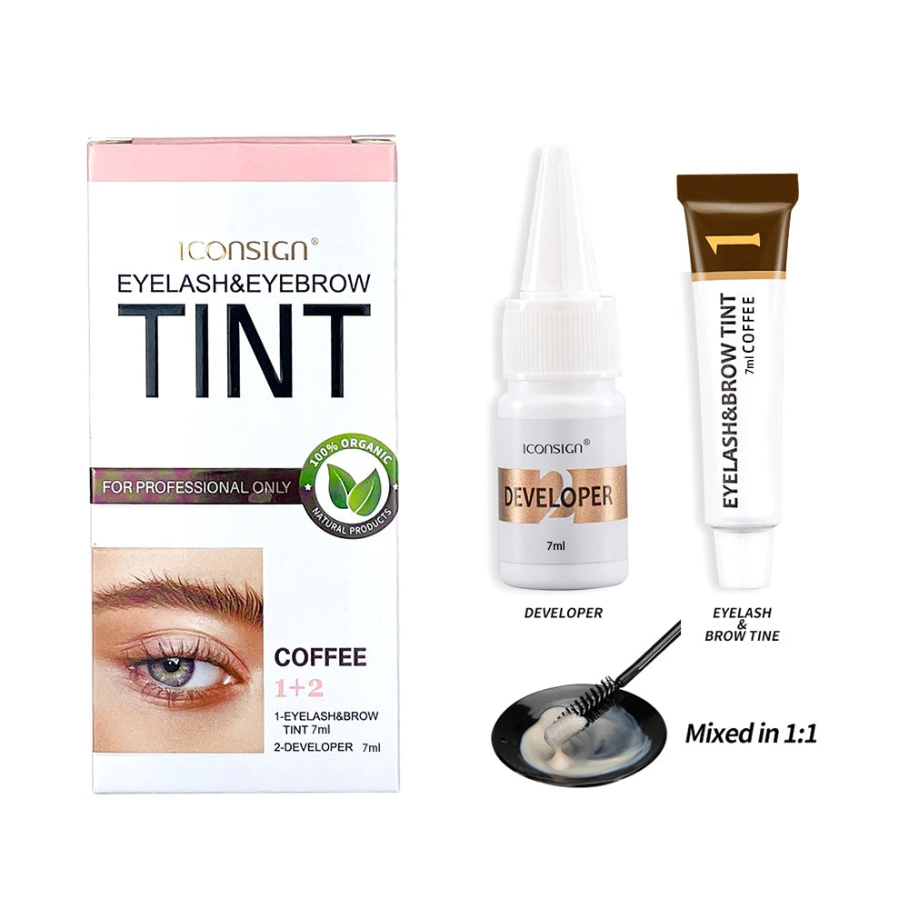 ICONSIGN Eyelashes and Eyebrow Tint Dye Professional Eyebrow Dye Waterproof Long-lasting Eyebrow Brow Kit Semi Permanent Eyebrow