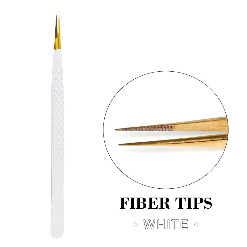 Fiber Eyelash Extension Tweezer Volume Precise Diamond Grip Fiber Tip Stainless Steel High Quality Eyebrow Makeup