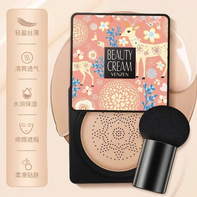 Natural concealer Air Cushion Mushroom Head  CC Cream Waterproof Moisturizing Brighten Skin Tone BB Cream Foundation Makeup