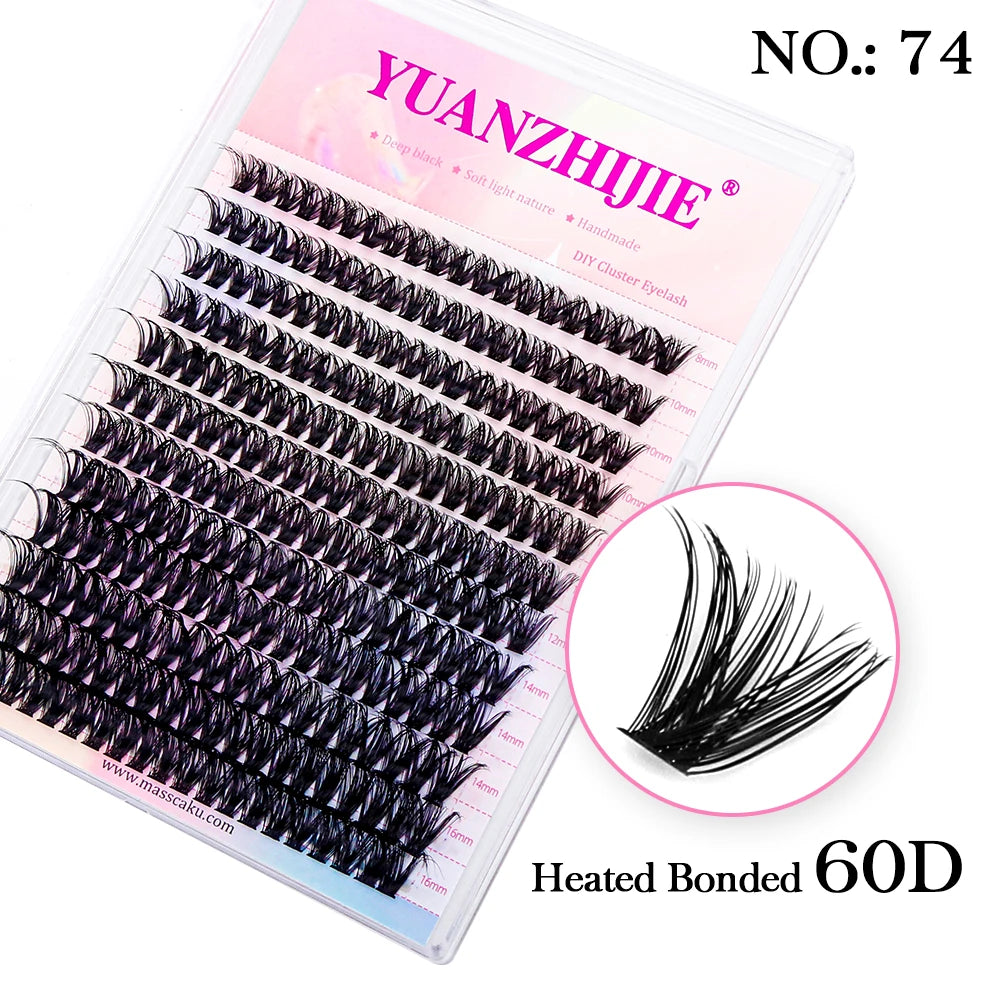 YUANZHIJE DIY Cluster Lash Extension Wispy Lashes Fluffy Individual Premade fans 0.07 Russian Volume Mink Bundle Lashes Makeup