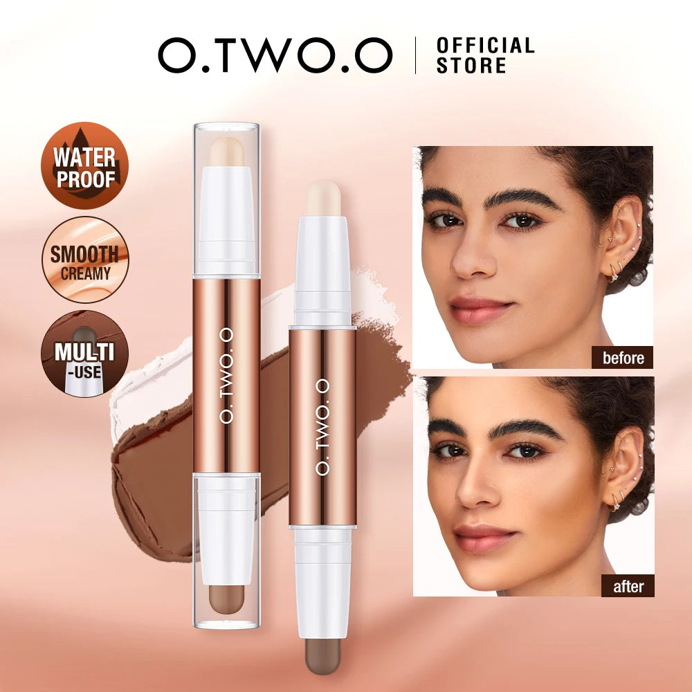 O.TWO.O Contour Stick Highlighting&Bronzer Face Brightening Double Head Contour Pen Waterproof Contouring Makeup Cosmetics