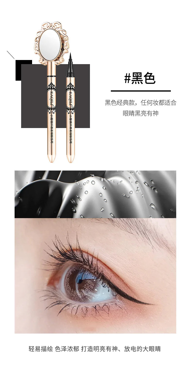 Soft Fine Eyeliner Pencil with Mirror Quick Dry Long Lasting Black Waterproof Korean Makeup Eyeliner