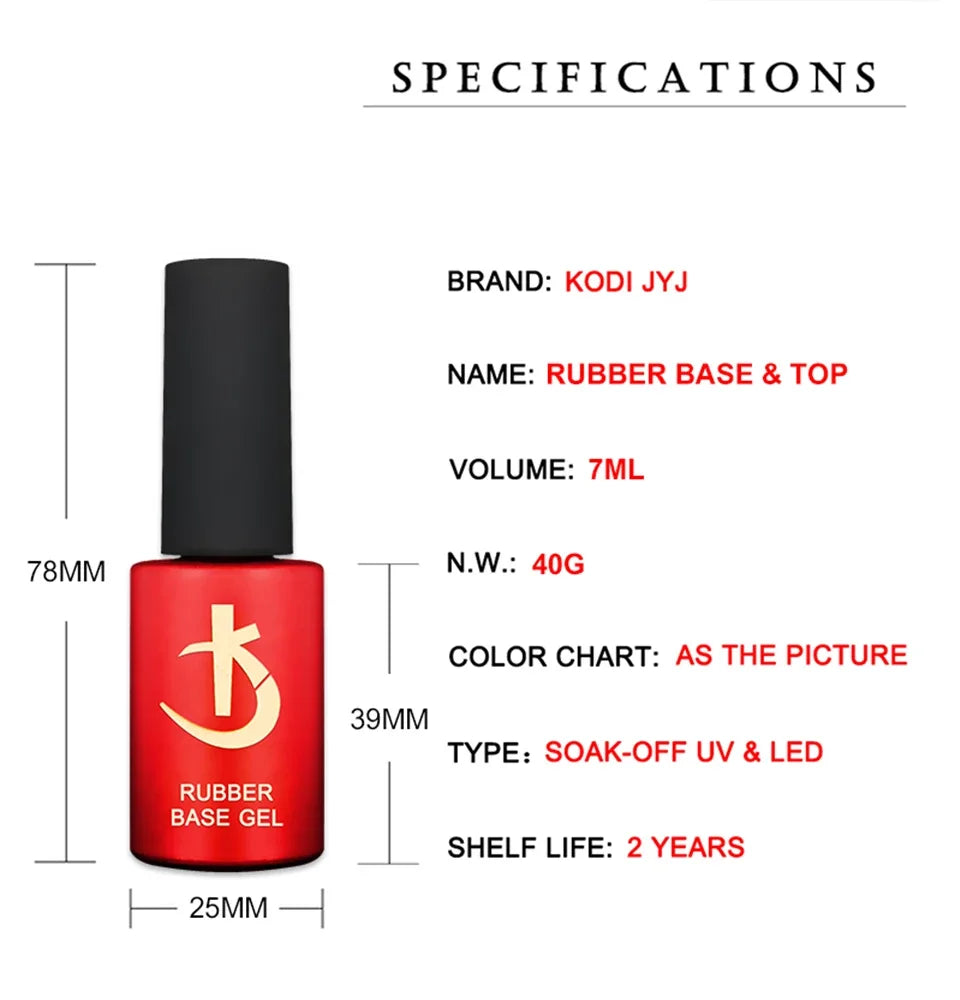 KODI JYJ Latest Thick Nail Base Coat 7ml Gel Varnish for Nail Manicure Semipermanent Rubber Base and Top Gel Nail Polish Gellak